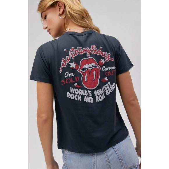 NEW DAYDREAMER rolling stones us tour ringer tee in vintage black - Picture 3 of 3